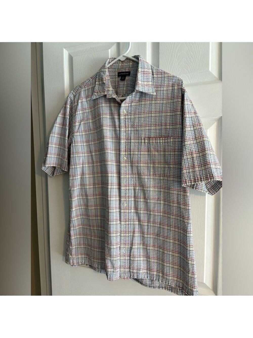 Lands End Men’s Multi Color Button Front Short Sleeve Shirt. Sz L